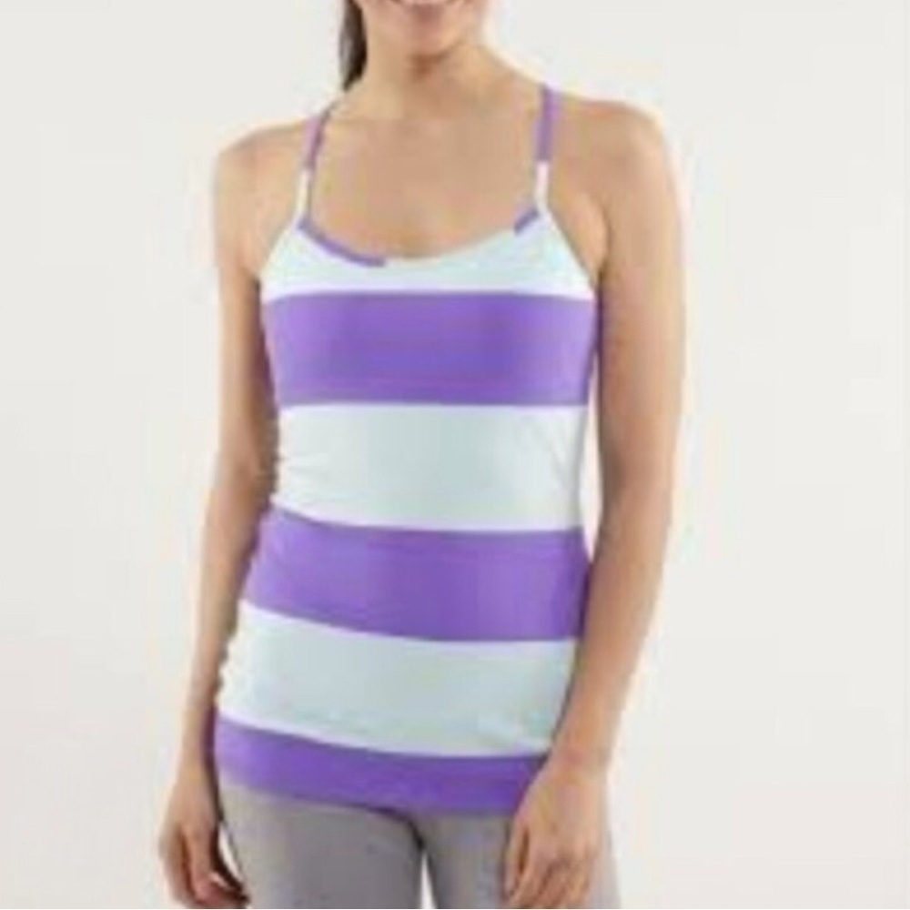 Lululemon Striped Racerback Tank Top Built In Bra Womens Size 4